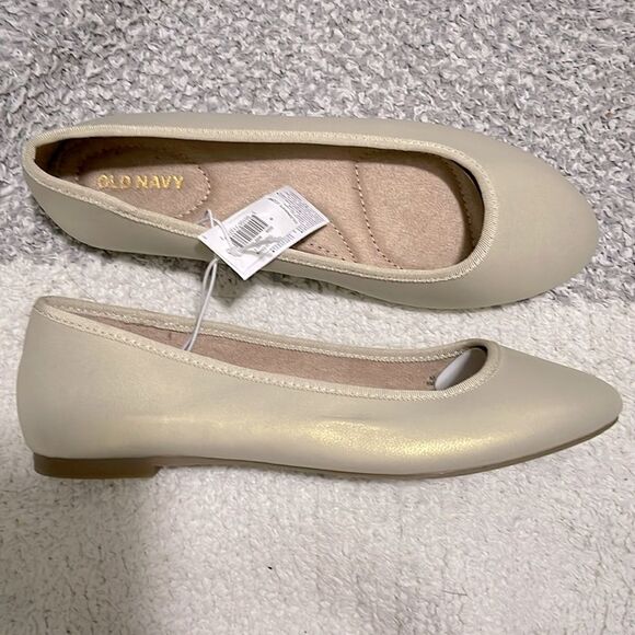 NWT- Old Navy - 6, 8, 9 & 10z Cream Shimmer Ballet Flats - Picture 2 of 6
